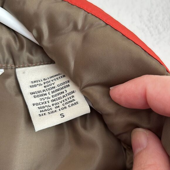 Eddie Bauer Button Down Goose Down Quilted Vest Womens Small Orange preppy EUC! - Picture 6 of 12